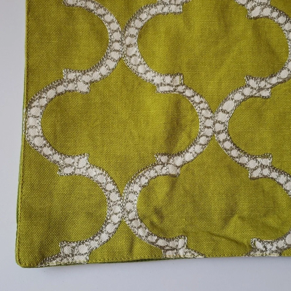 Dress Your Table Dastan Collection New Green Apple Gray Embroidery Table Runner